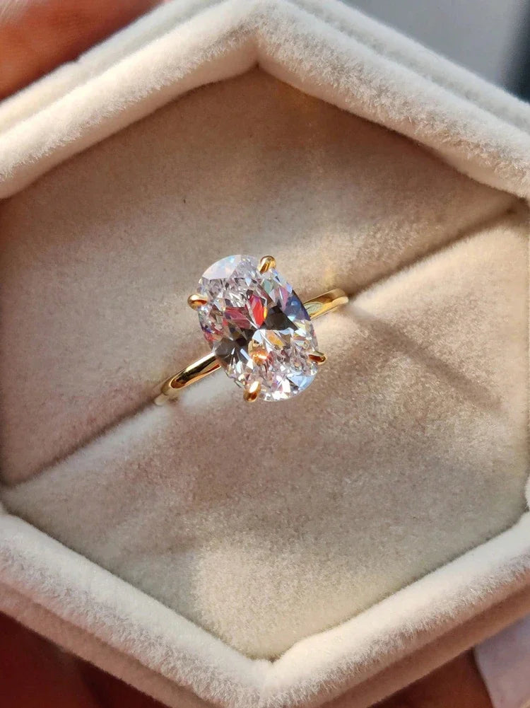 Celestara™ Oval Zircon Ring – 925 Sterling Silver - Top Elysian