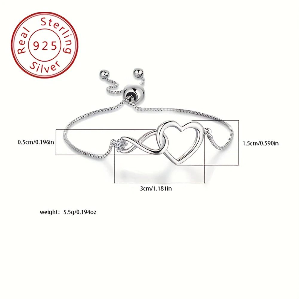 Amoura™ Heart Crystal Bracelet – 925 Sterling Silver - Top Elysian