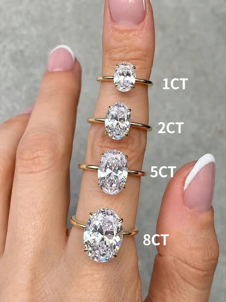 Celestara™ Oval Zircon Ring – 925 Sterling Silver - Top Elysian