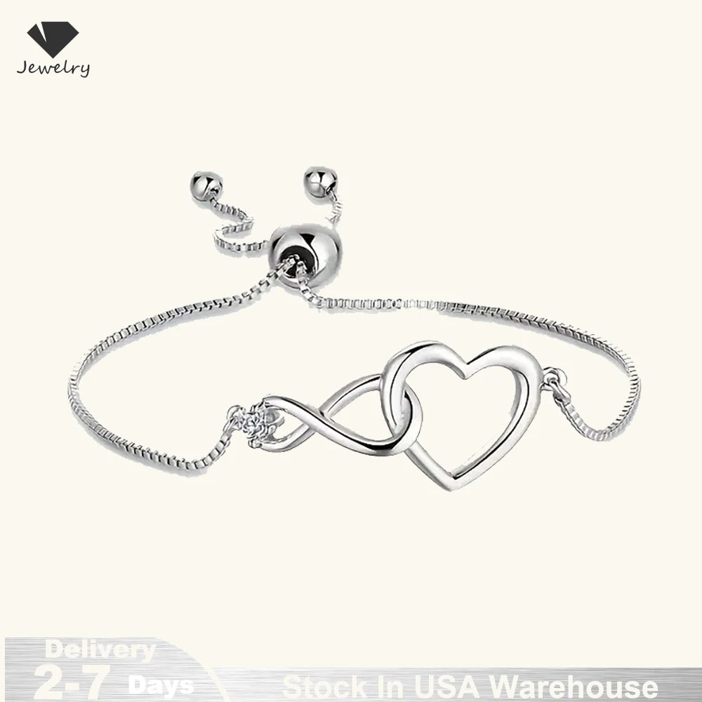 Amoura™ Heart Crystal Bracelet – 925 Sterling Silver - Top Elysian