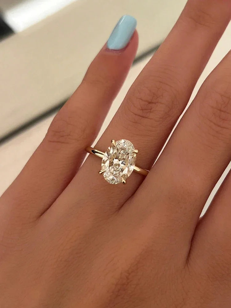 Celestara™ Oval Zircon Ring – 925 Sterling Silver - Top Elysian