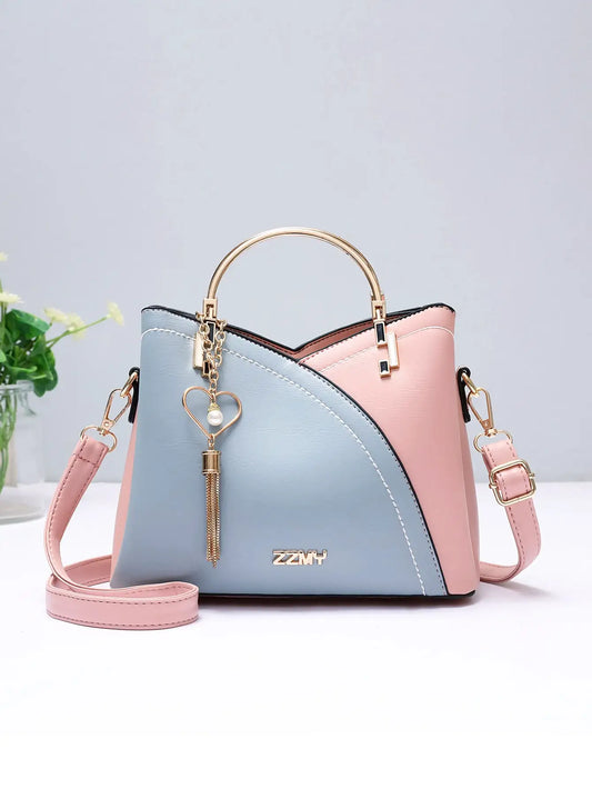 ChicSplice™ Colorblock Large Capacity Crossbody Tote Bag - Top Elysian