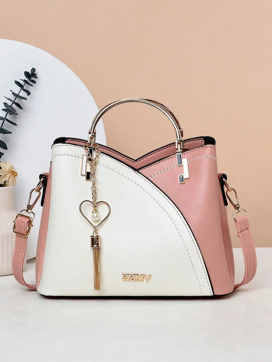 ChicSplice™ Colorblock Large Capacity Crossbody Tote Bag - Top Elysian